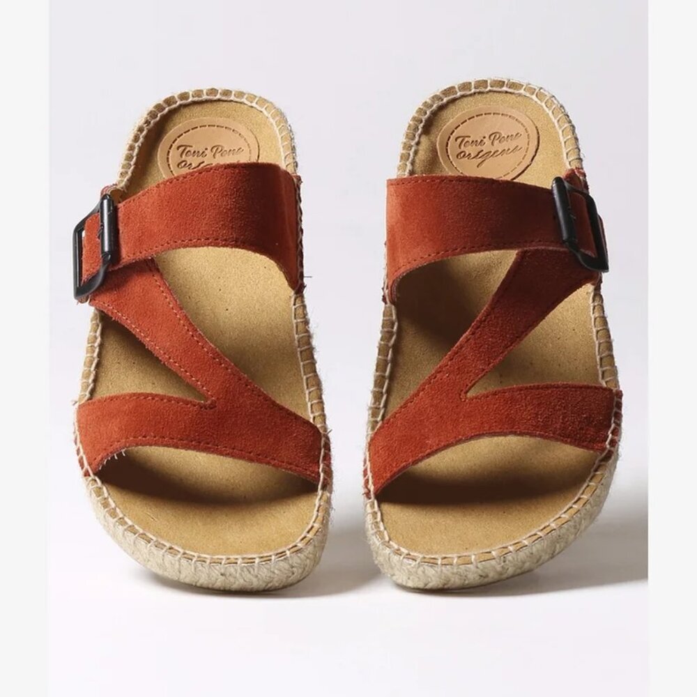 Toni Pons women's Origens sandals 38 slides suede orange red BIBI-SE espadrille